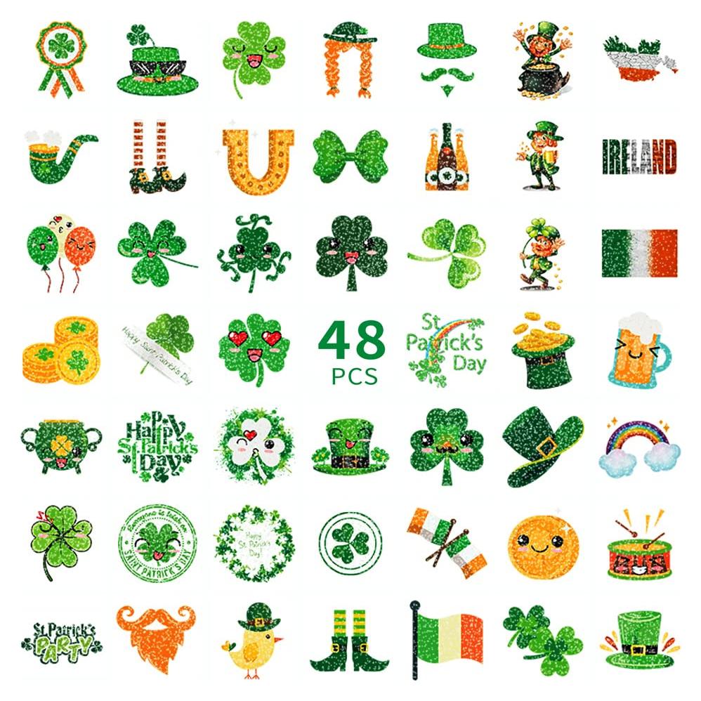 Tatuajes Temporales Brillantes San Patricio 48pcs AWINMAY