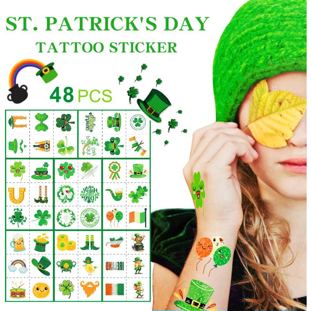 Tatuajes Temporales Brillantes San Patricio 48pcs AWINMAY
