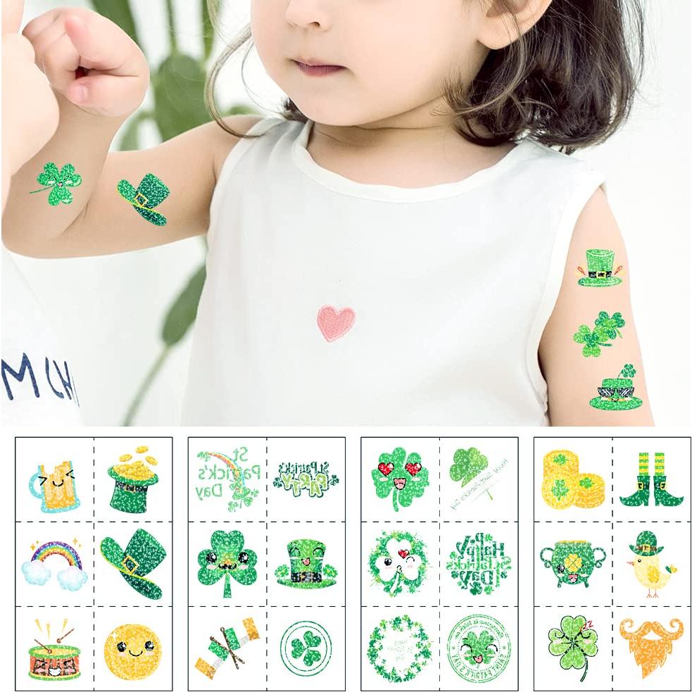 Tatuajes Temporales Brillantes San Patricio 48pcs AWINMAY