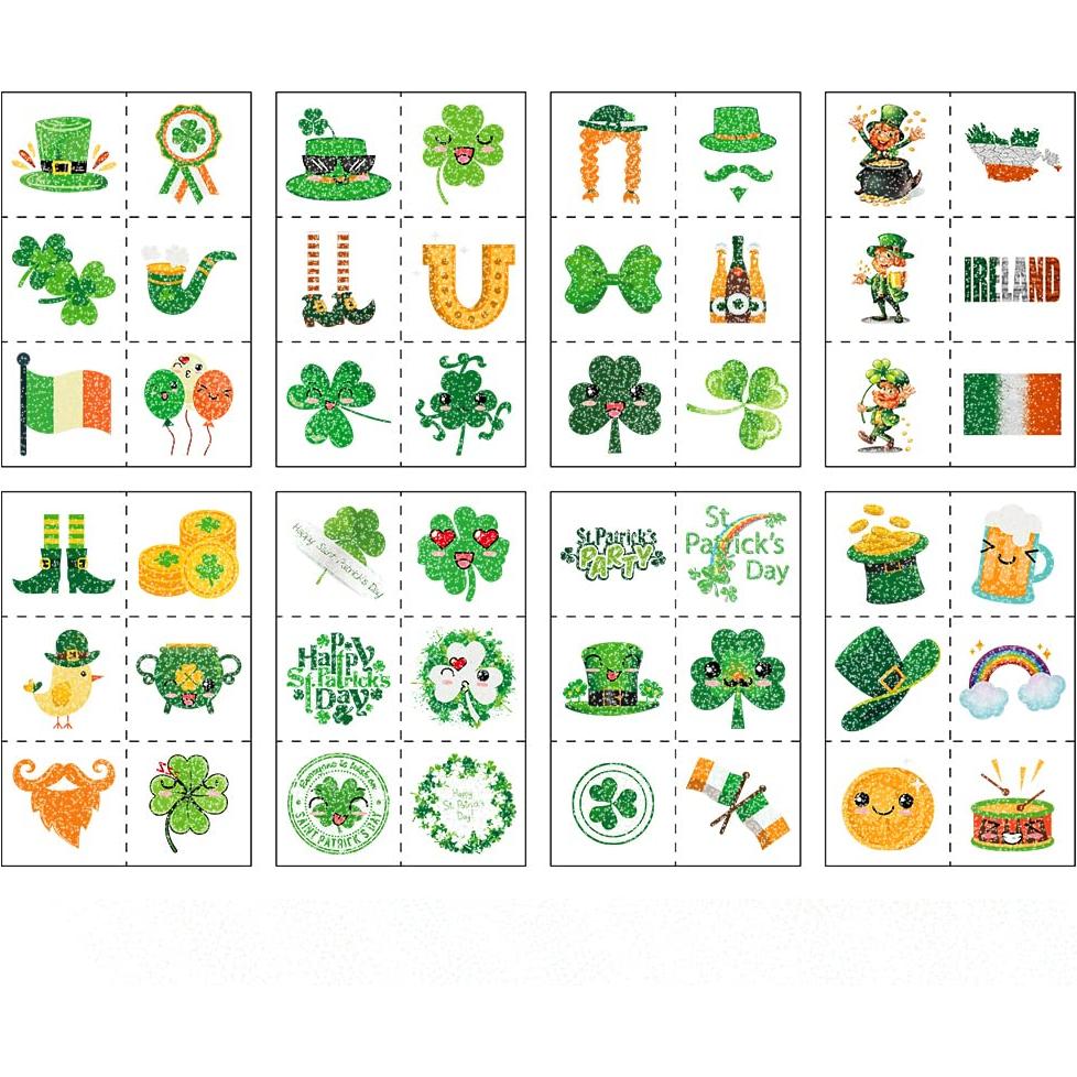 Tatuajes Temporales Brillantes San Patricio 48pcs AWINMAY