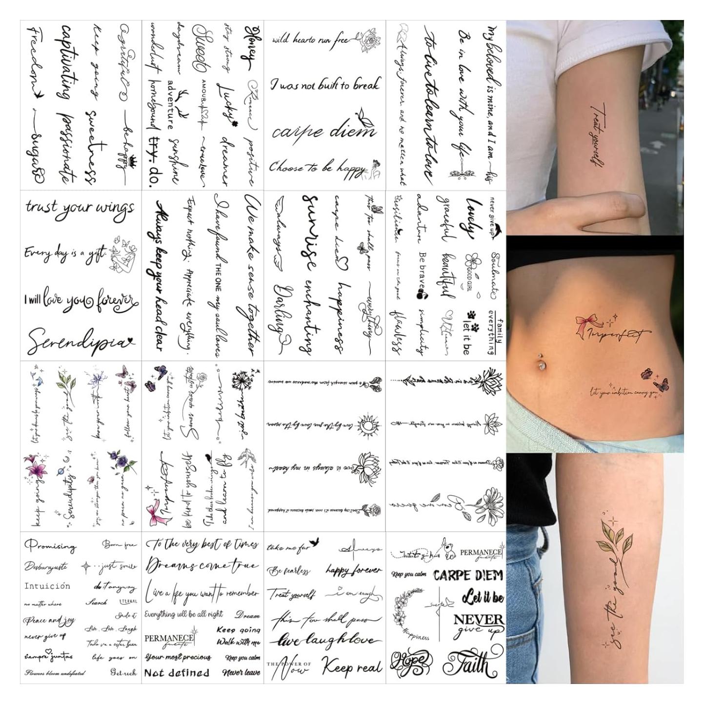 Tatuajes Temporales FUNTATTOO 12 Hojas Citas Inspiradoras