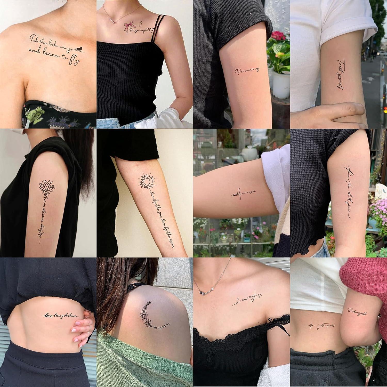 Tatuajes Temporales FUNTATTOO 12 Hojas Citas Inspiradoras