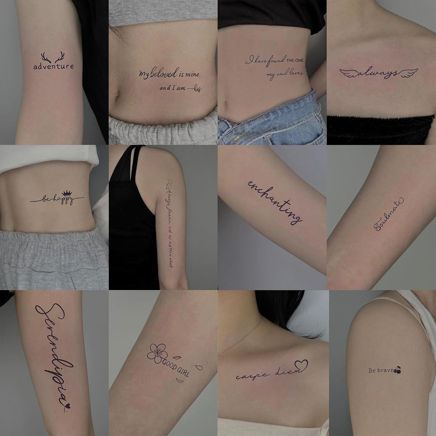 Tatuajes Temporales FUNTATTOO 12 Hojas Citas Inspiradoras