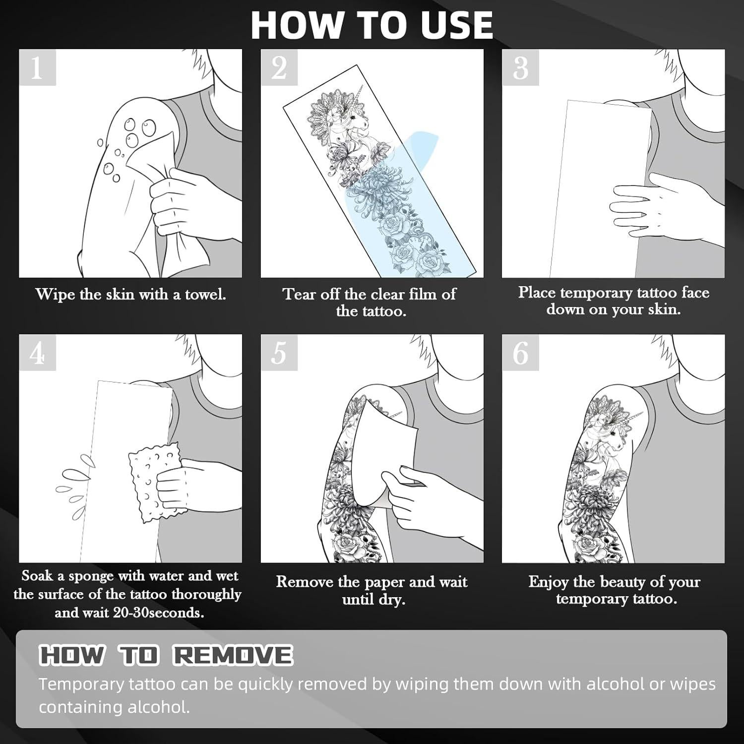 8 Hojas Tatuajes Temporales Impermeables VERKSTAD para Brazo