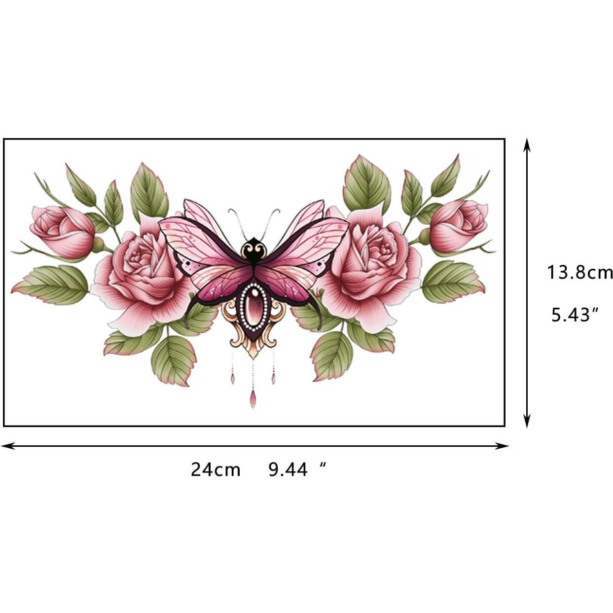 Tatuajes Temporales Florales Glaryyears - Paquete de 10 Hojas