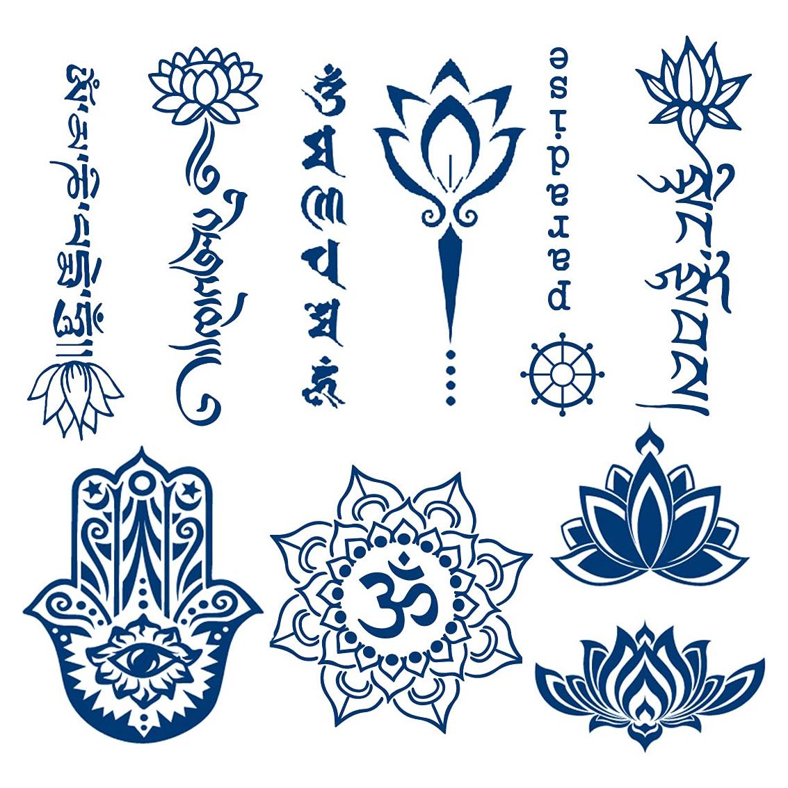 Tatuajes Temporales Semi-permanentes Loto LEOARS 6 Hojas 2 Semanas