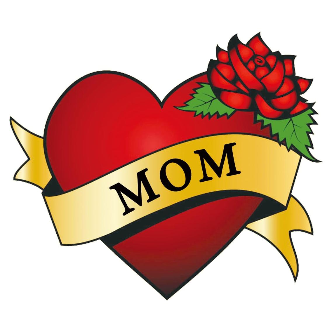 Tatuajes Temporales Corazón Mamá KOTBS - 7 Hojas 9.4 cm