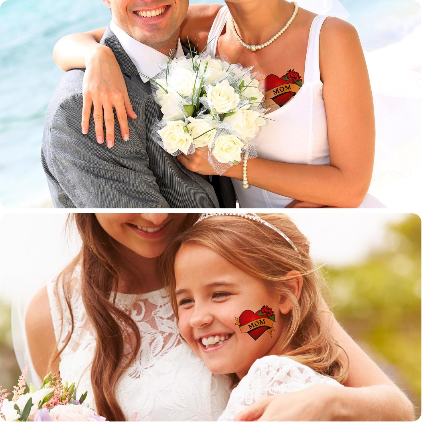 Tatuajes Temporales Corazón Mamá KOTBS - 7 Hojas 9.4 cm