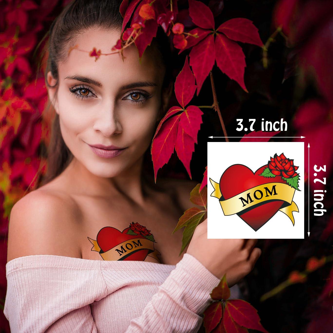 Tatuajes Temporales Corazón Mamá KOTBS - 7 Hojas 9.4 cm