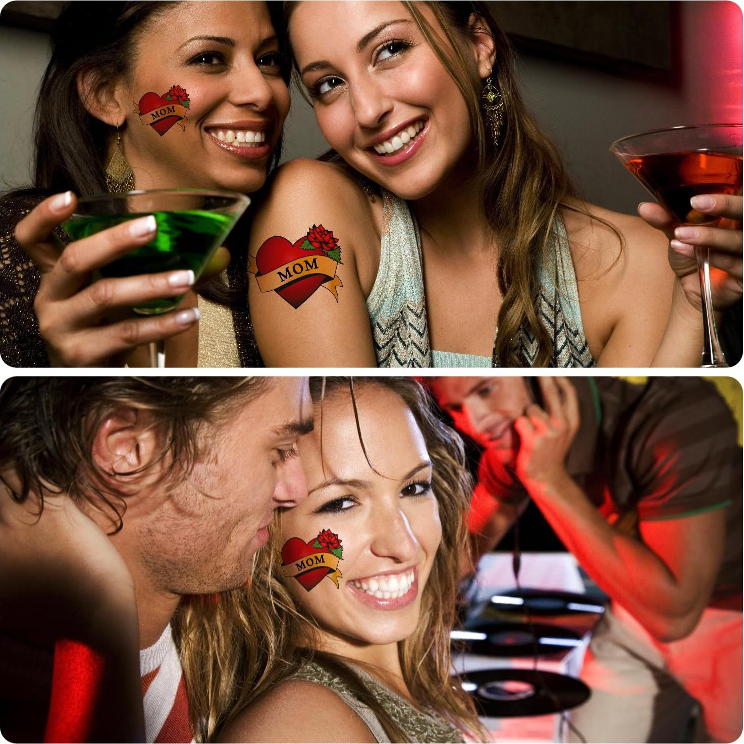 Tatuajes Temporales Corazón Mamá KOTBS - 7 Hojas 9.4 cm