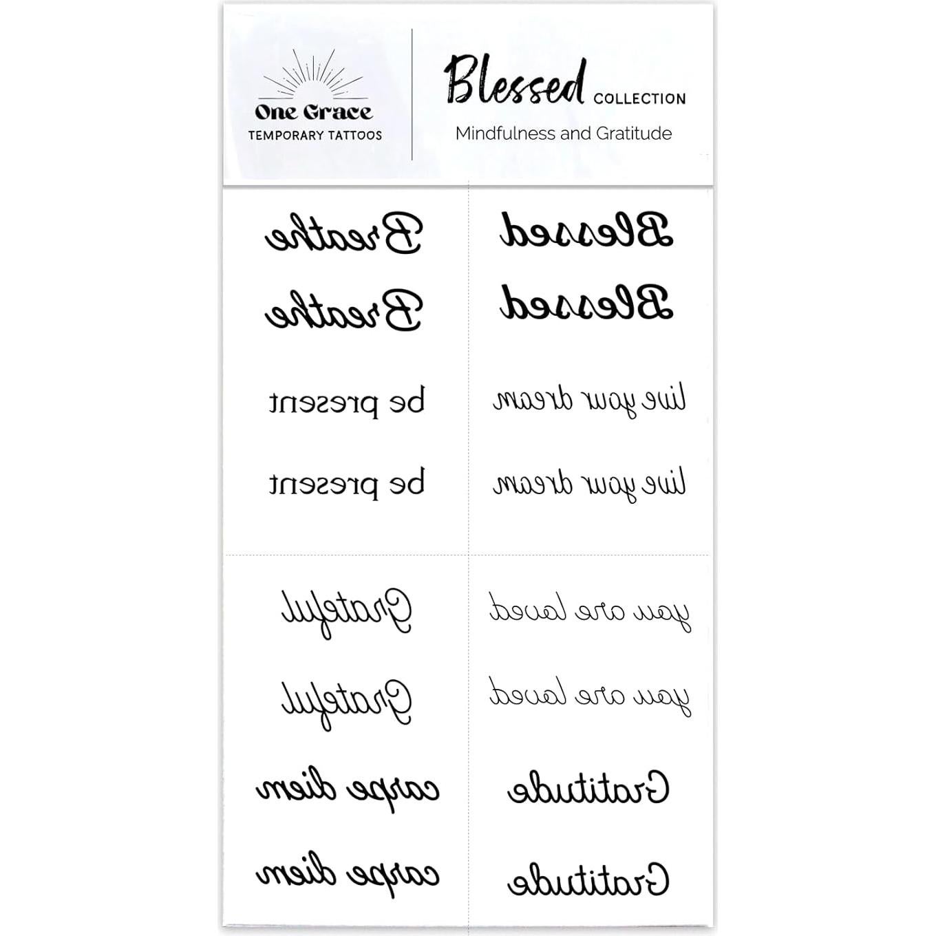 Tatuajes Temporales Inspiradores One Grace - Mini Palabras Motivacionales