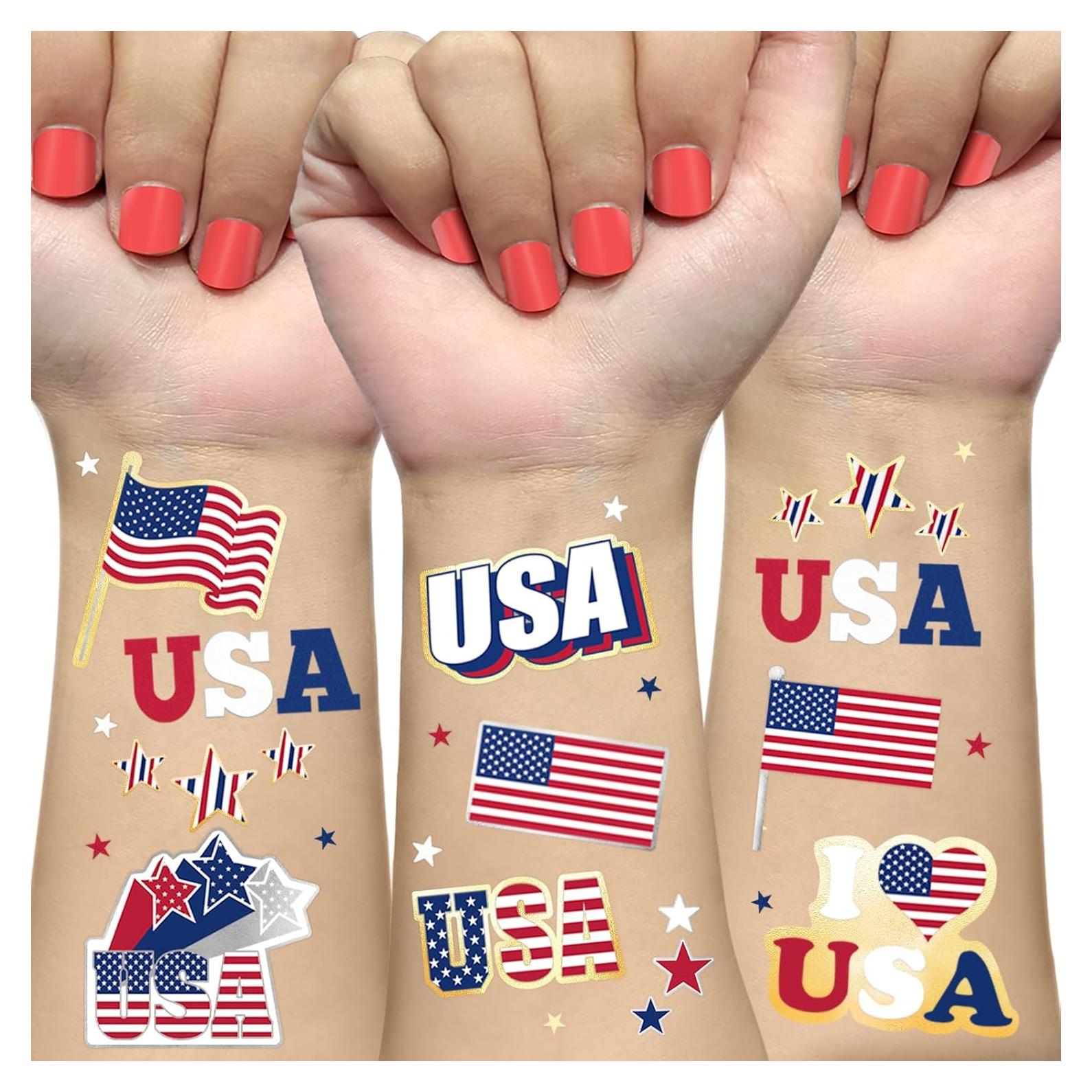Tatuajes Temporales 4 de Julio AOYOO - 70 Diseños Americanos