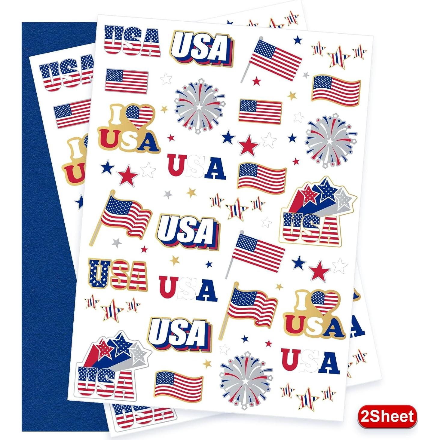 Tatuajes Temporales 4 de Julio AOYOO - 70 Diseños Americanos