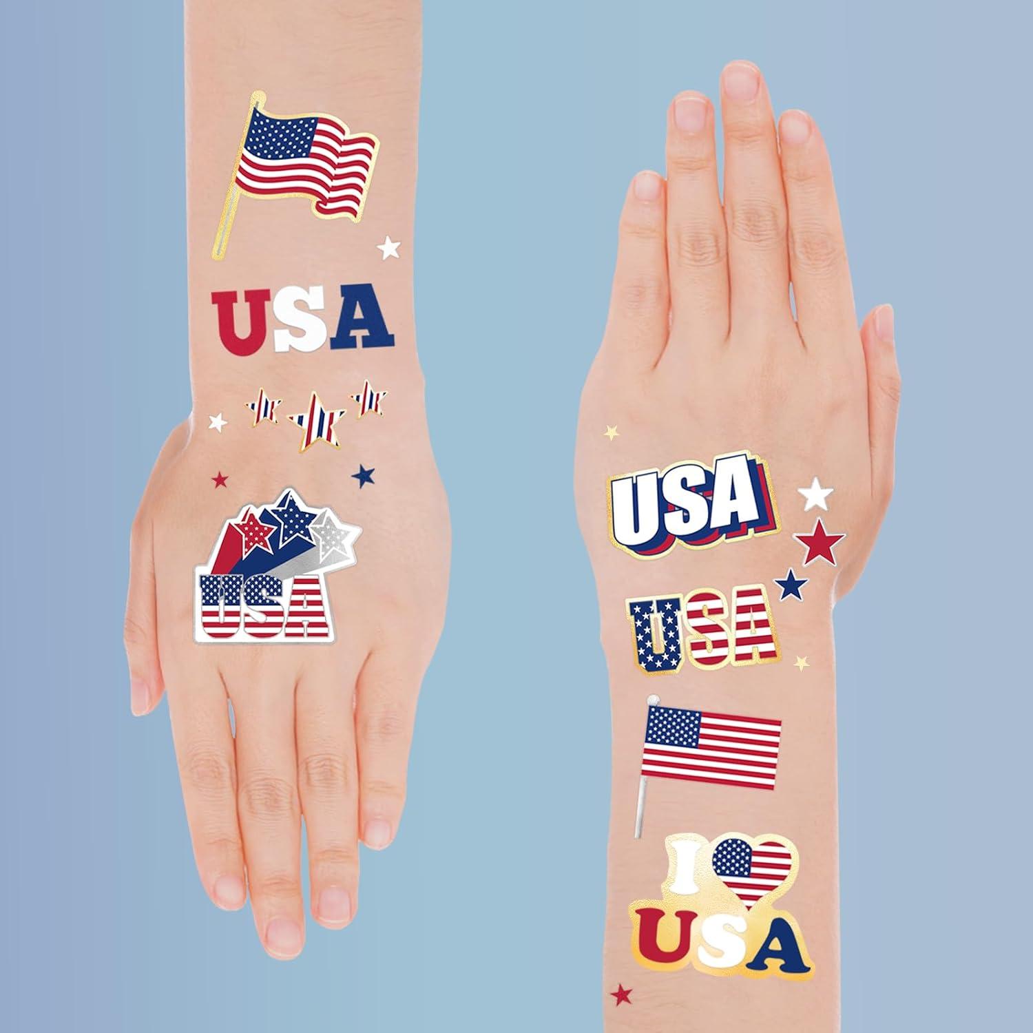 Tatuajes Temporales 4 de Julio AOYOO - 70 Diseños Americanos