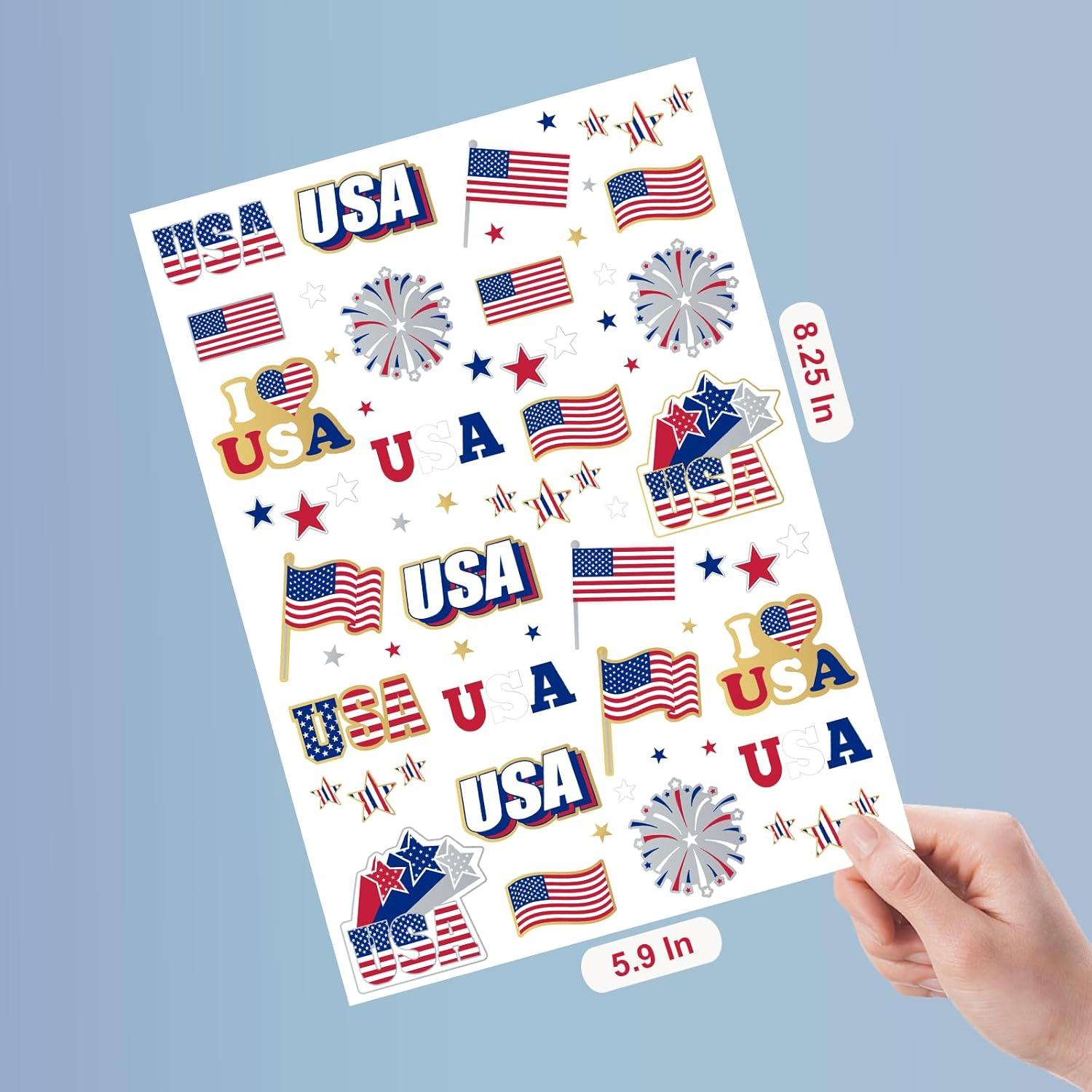 Tatuajes Temporales 4 de Julio AOYOO - 70 Diseños Americanos