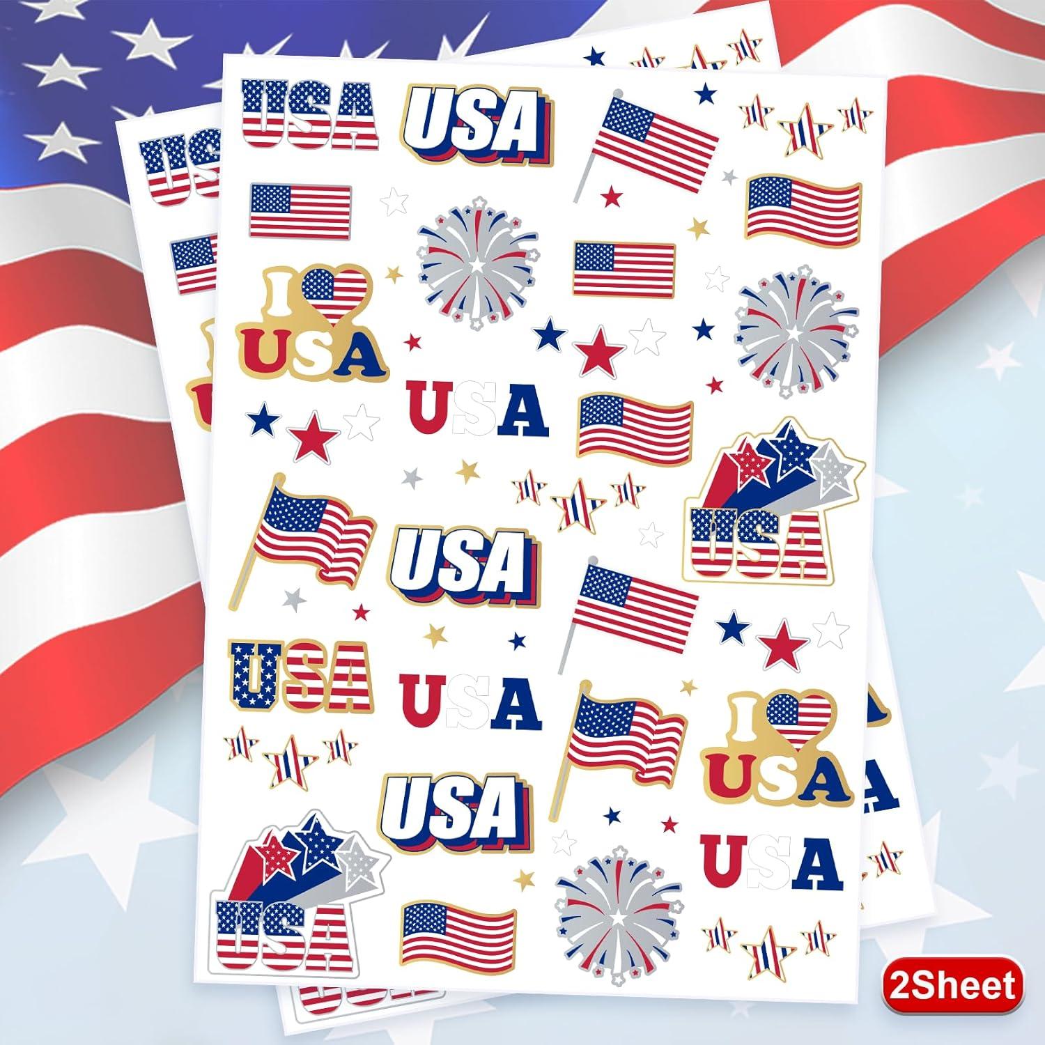 Tatuajes Temporales 4 de Julio AOYOO - 70 Diseños Americanos