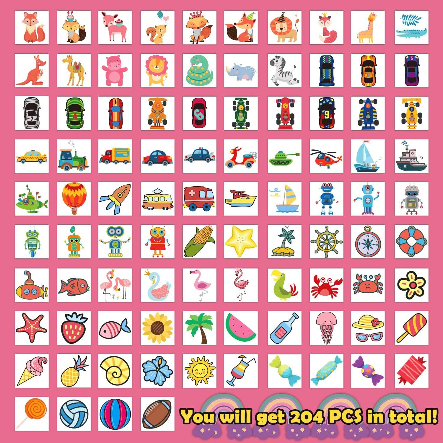 Tatuajes Temporales Partywind para Niños - 204 Stickers Falsos