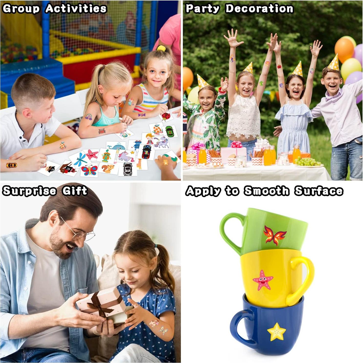 Tatuajes Temporales Partywind para Niños - 204 Stickers Falsos