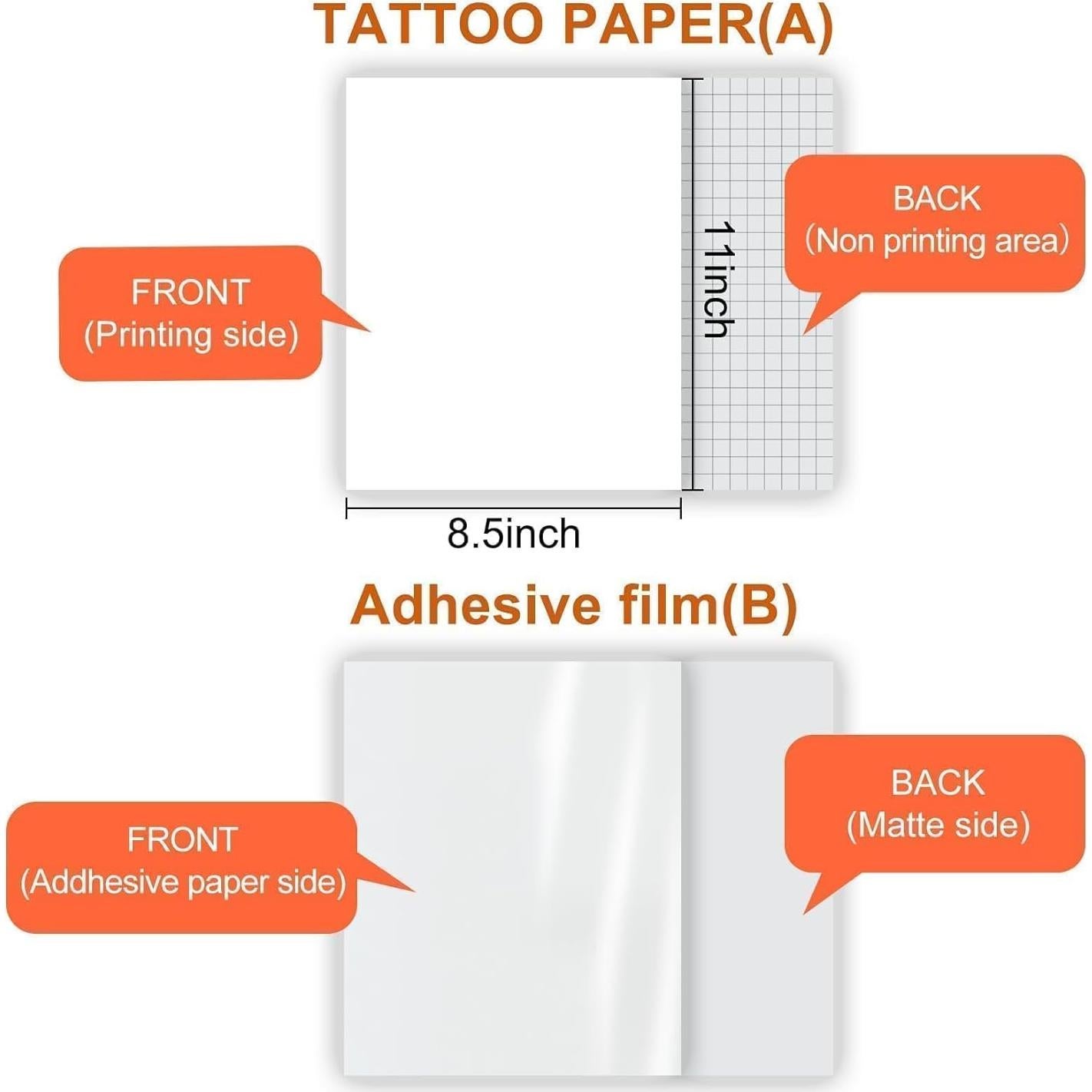 CARGEN Papel de Tatuaje Temporal Imprimible 10 Juegos 21.6x27.9cm