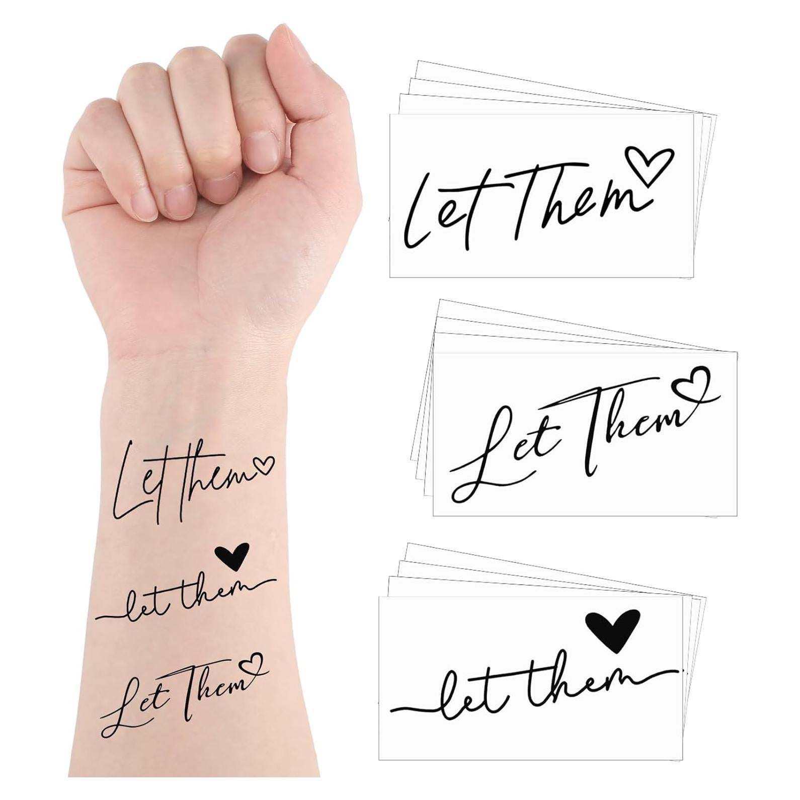 30 Tatuajes Temporales Corazón Blulu Negros Impermeables