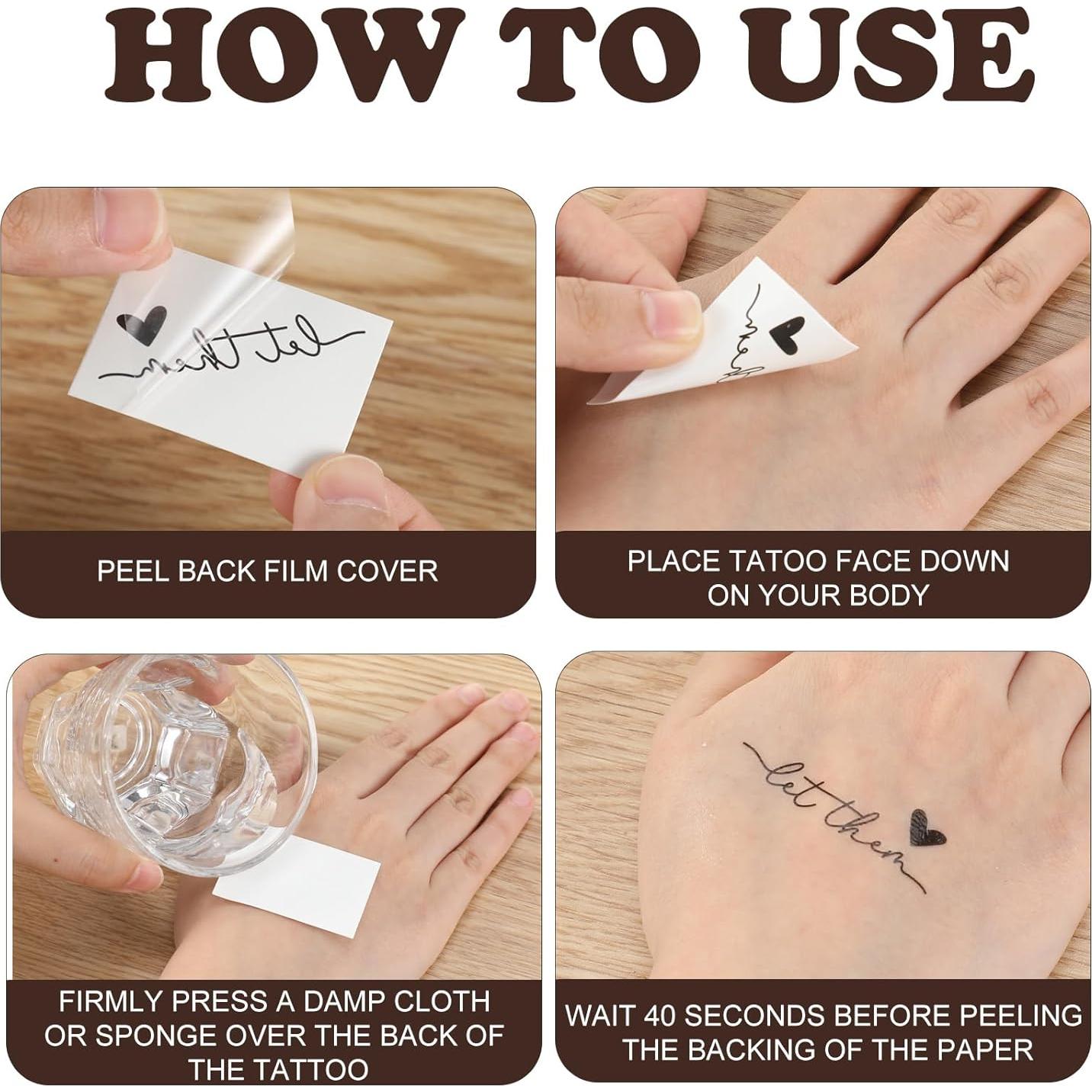 30 Tatuajes Temporales Corazón Blulu Negros Impermeables