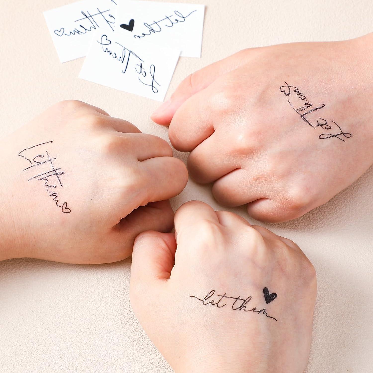 30 Tatuajes Temporales Corazón Blulu Negros Impermeables