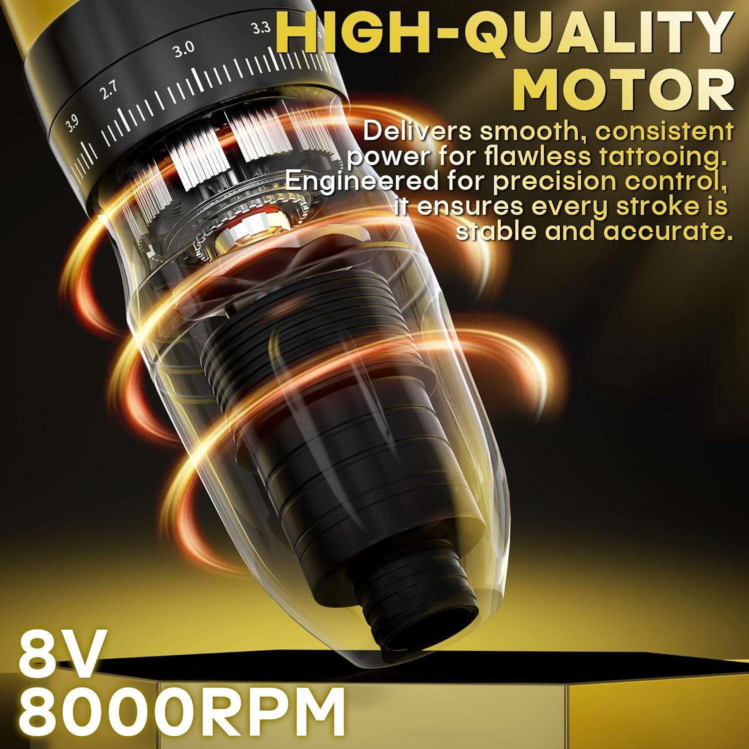 Kit de Tatuaje Inalámbrico Poseidon con 20 Agujas y 11 Tintas