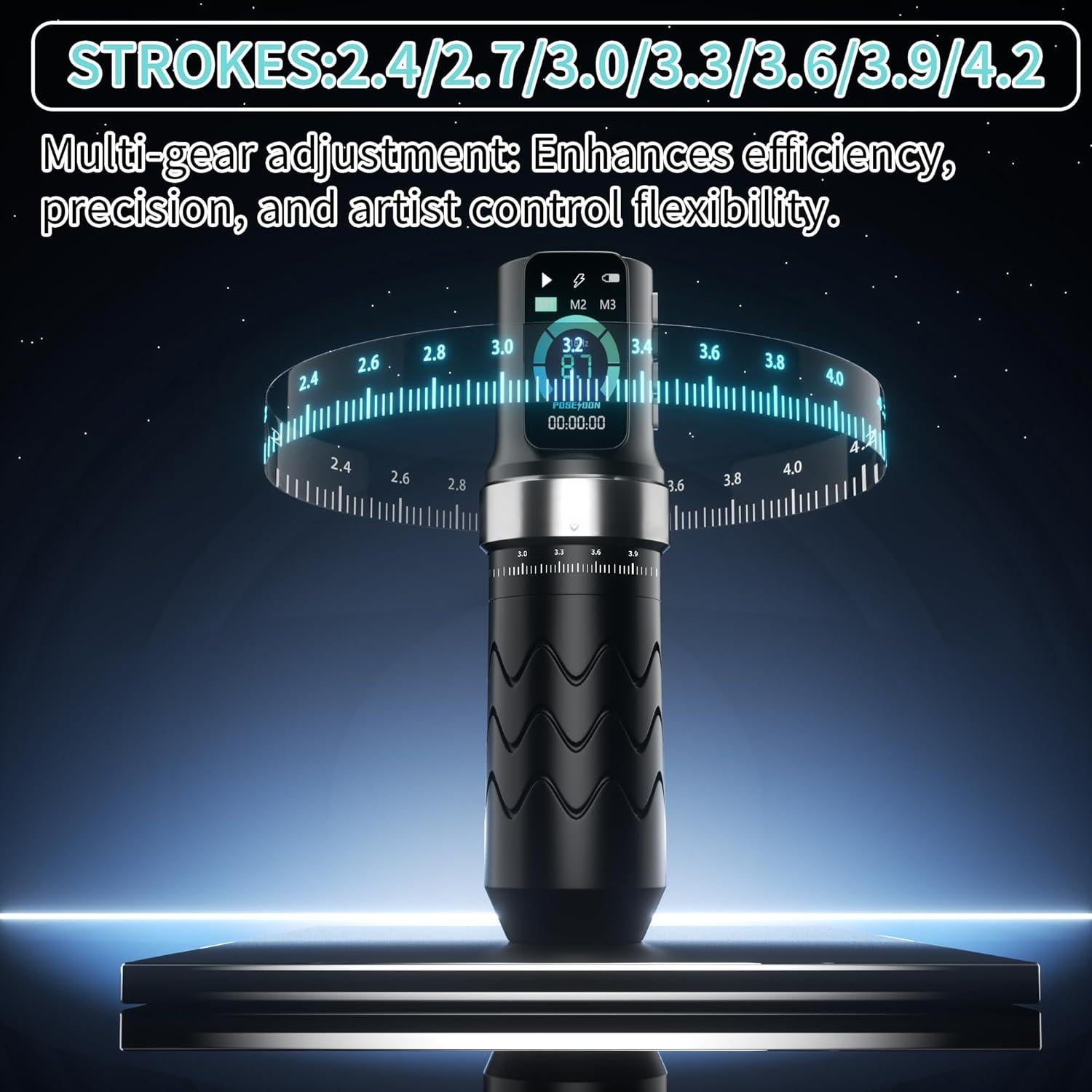 Kit de Tatuaje Inalámbrico Poseidon con 20 Agujas y 2 Baterías