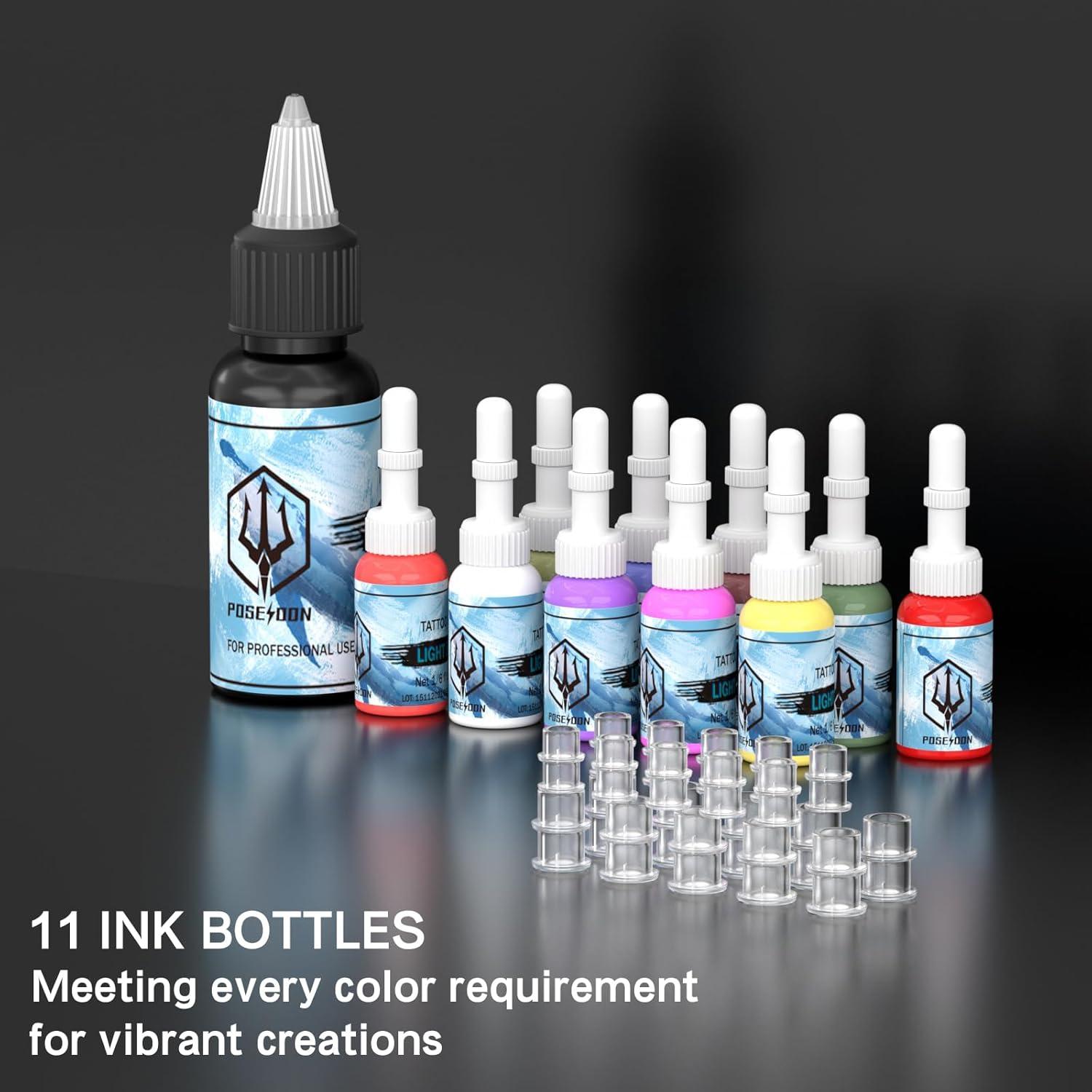 Kit de Tatuaje Inalámbrico Poseidon con 20 Agujas y 2 Baterías