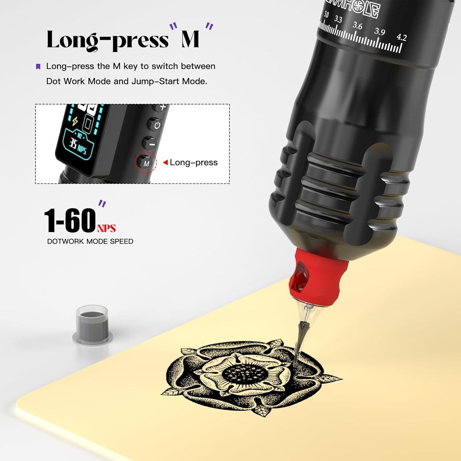 Kit de Máquina de Tatuaje Wormhole Inalámbrica 2300mAh - Negro