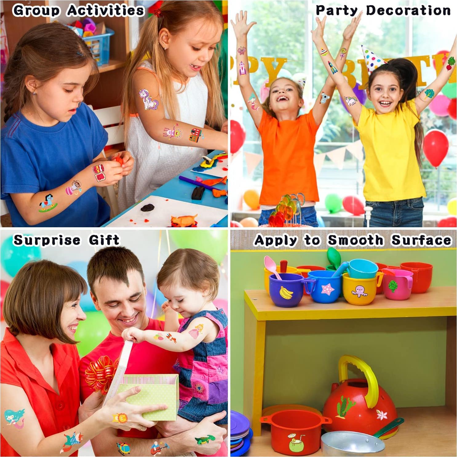 Tatuajes Temporales Partywind 100 Hojas 1150 Estilos Niños