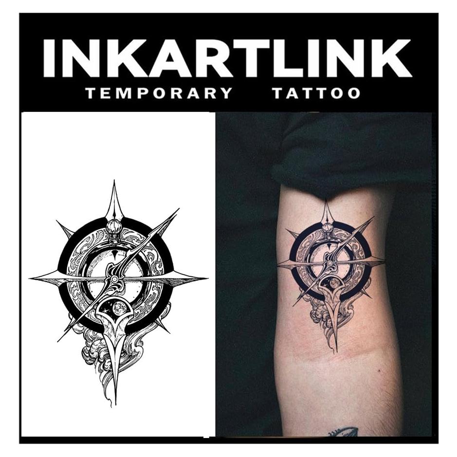 Tatuaje Semipermanente INKARTLINK Brújula 12x10cm