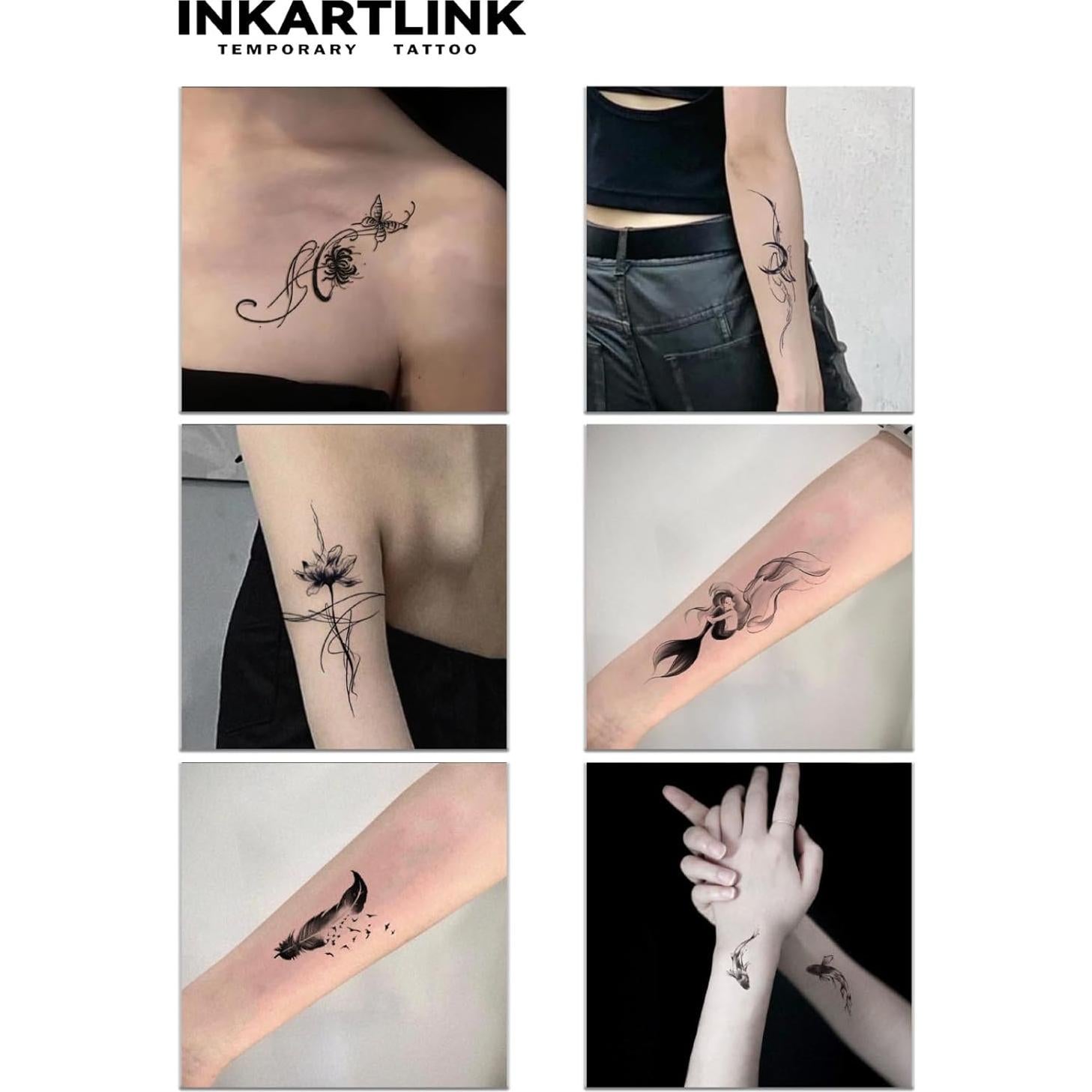 Tatuajes Temporales INKARTLINK Pluma 6 Hojas Semi-Permanente