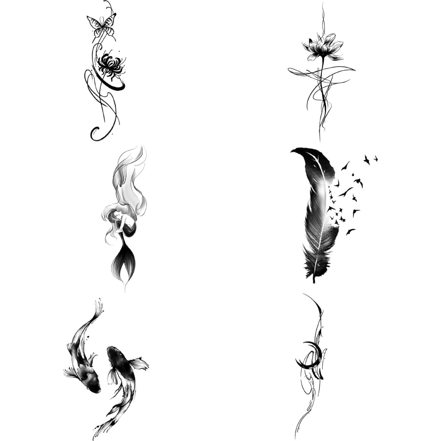 Tatuajes Temporales INKARTLINK Pluma 6 Hojas Semi-Permanente