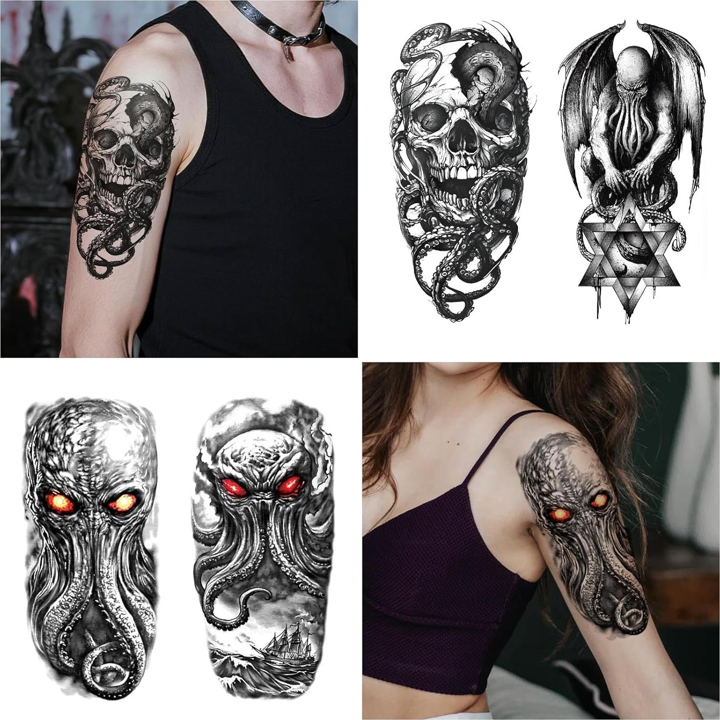 Tatuajes Temporales Yazhiji 47 Hojas Cthulhu y Animales