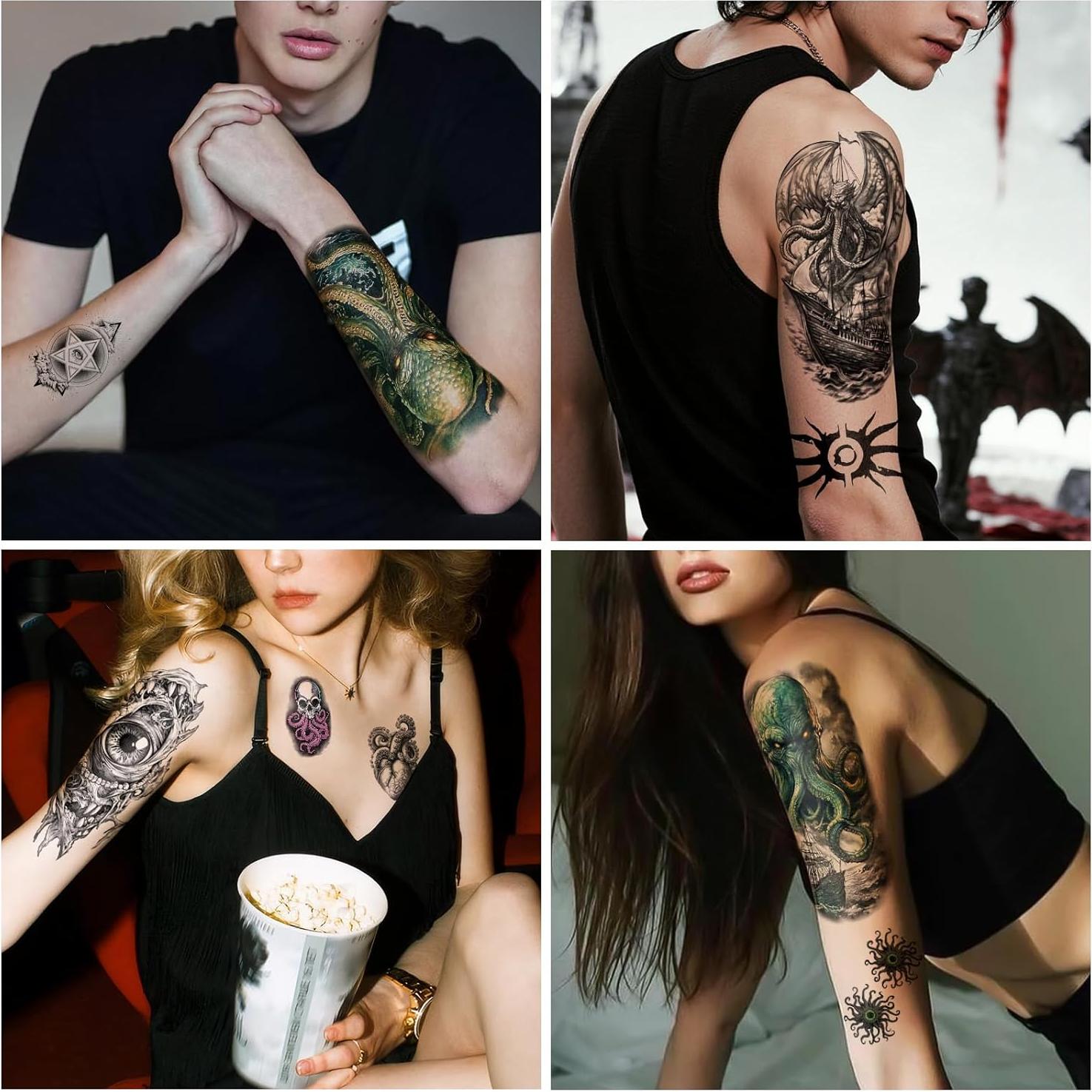 Tatuajes Temporales Yazhiji 47 Hojas Cthulhu y Animales