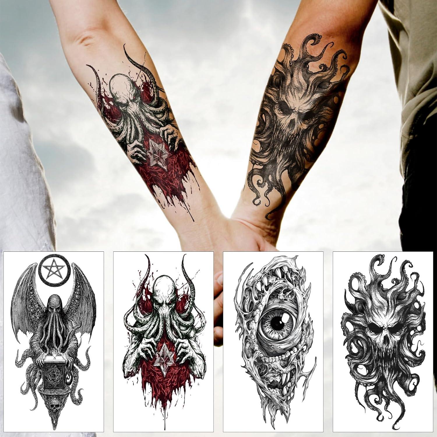Tatuajes Temporales Yazhiji 47 Hojas Cthulhu y Animales
