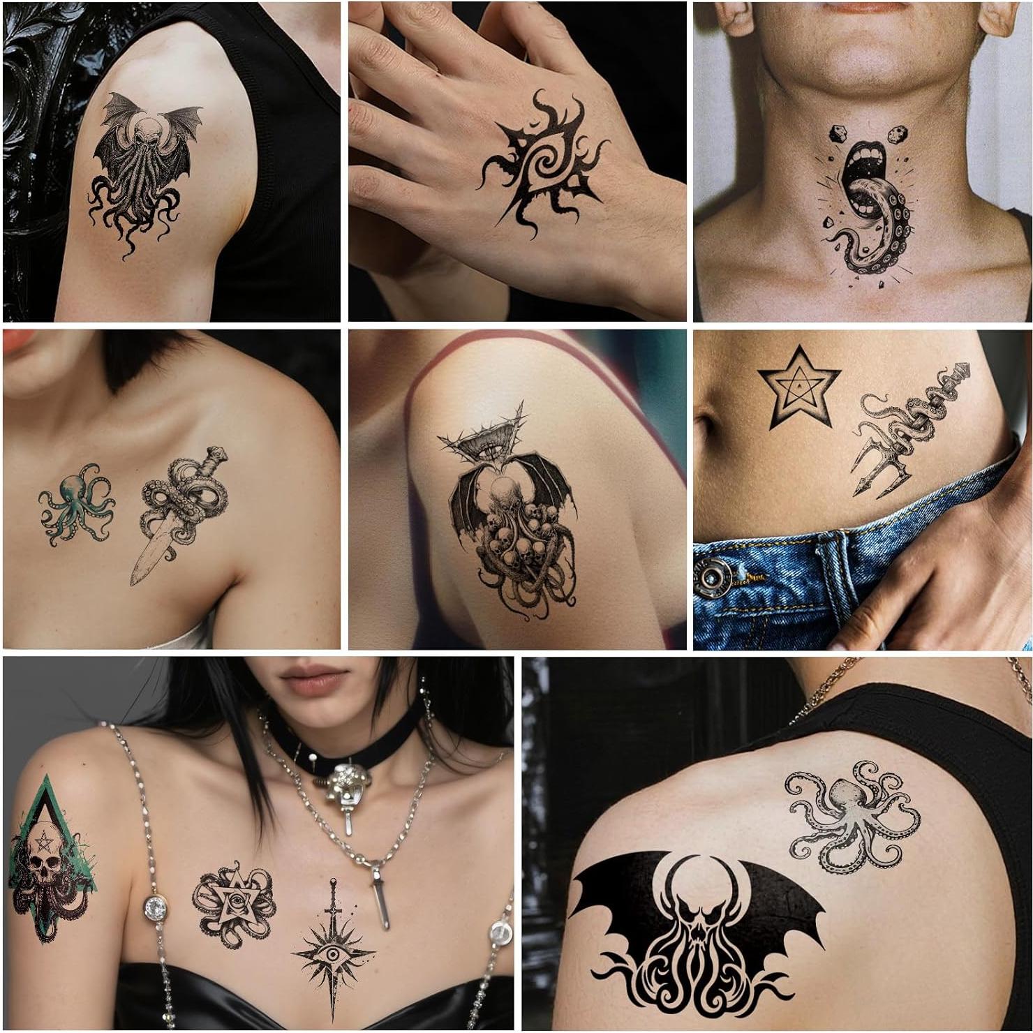Tatuajes Temporales Yazhiji 47 Hojas Cthulhu y Animales