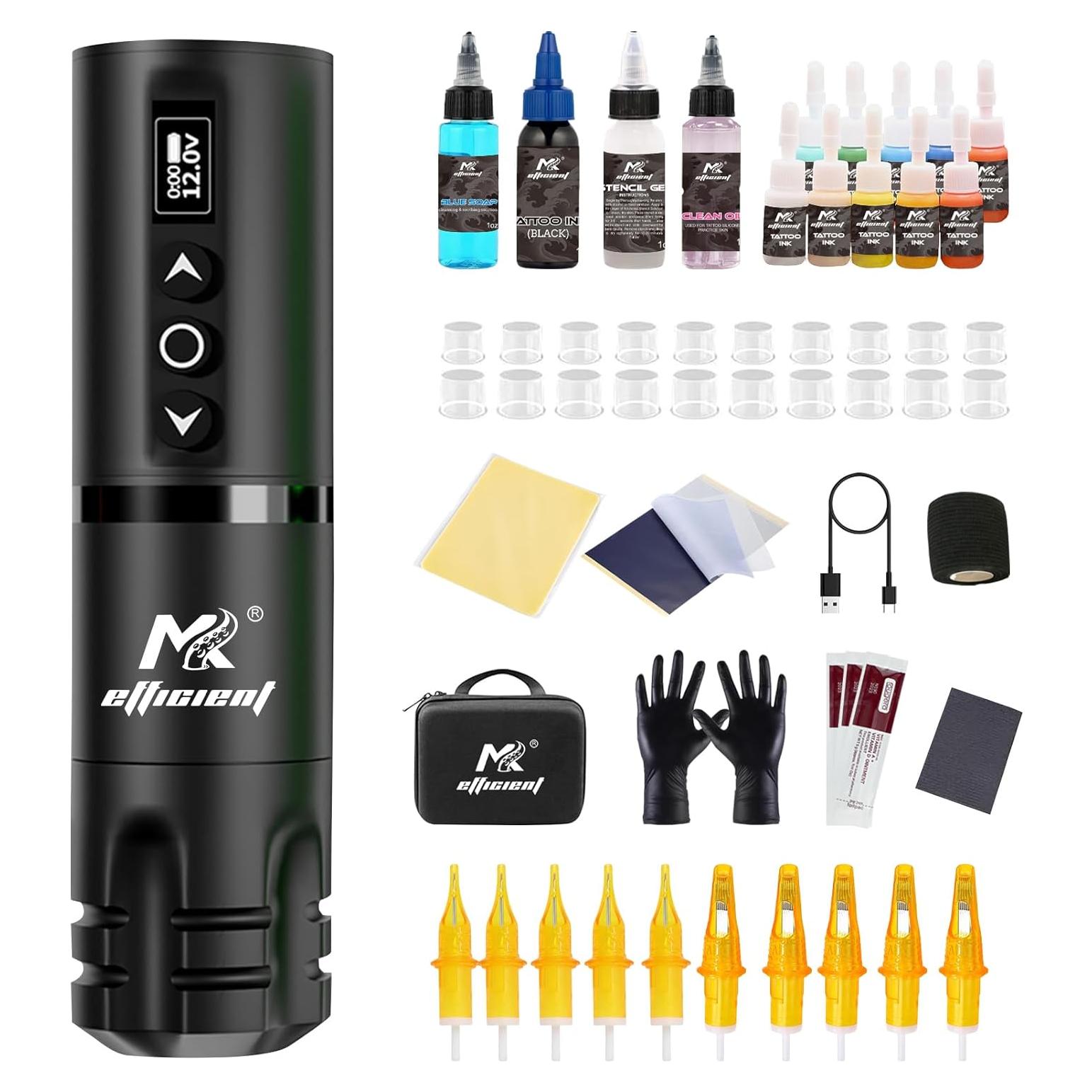 Kit de Máquina de Tatuaje Inalámbrica MK 2000mAh con Agujas