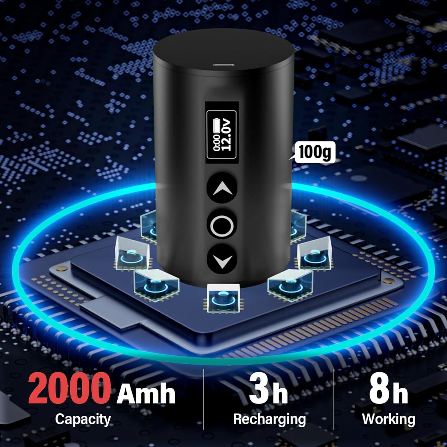 Kit de Máquina de Tatuaje Inalámbrica MK 2000mAh con Agujas