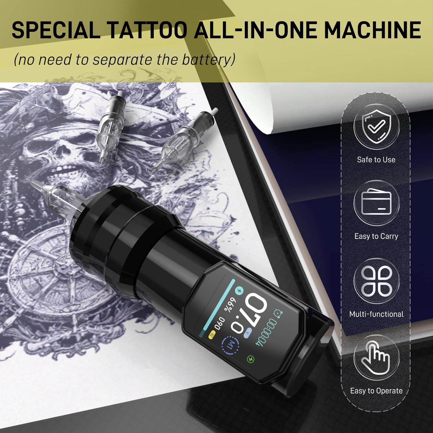 Kit de Tatuaje Inalámbrico YILONG con Pluma y Batería 1500mAh