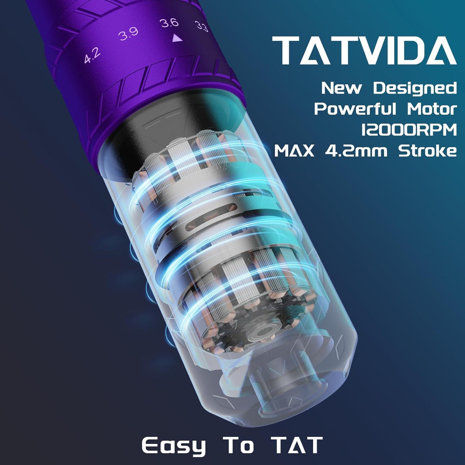 Máquina de Tatuaje Inalámbrica TATVIDA PULSE 2400mAh 7 Longitudes