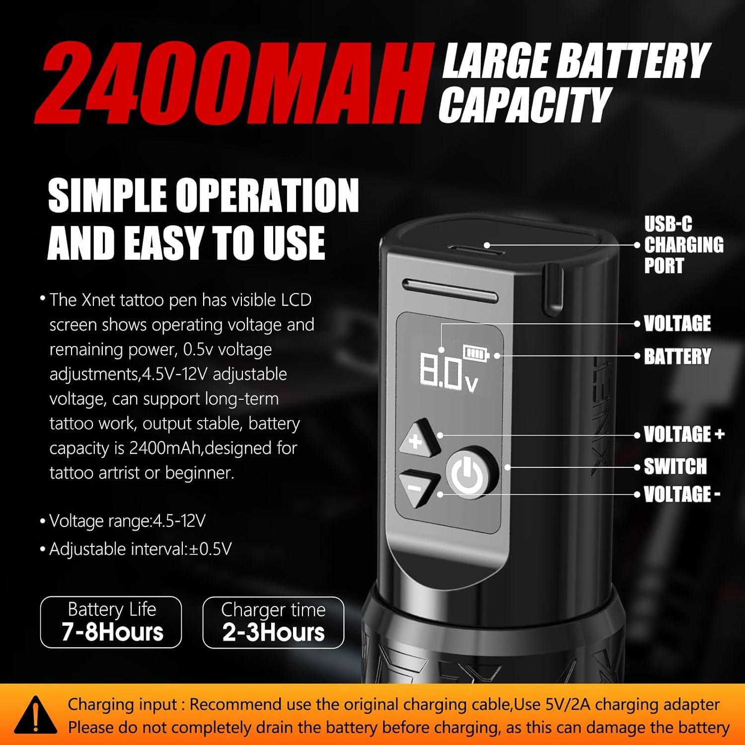 Kit de Máquina de Tatuaje Inalámbrica Xnet con Agujas 20 Pzs