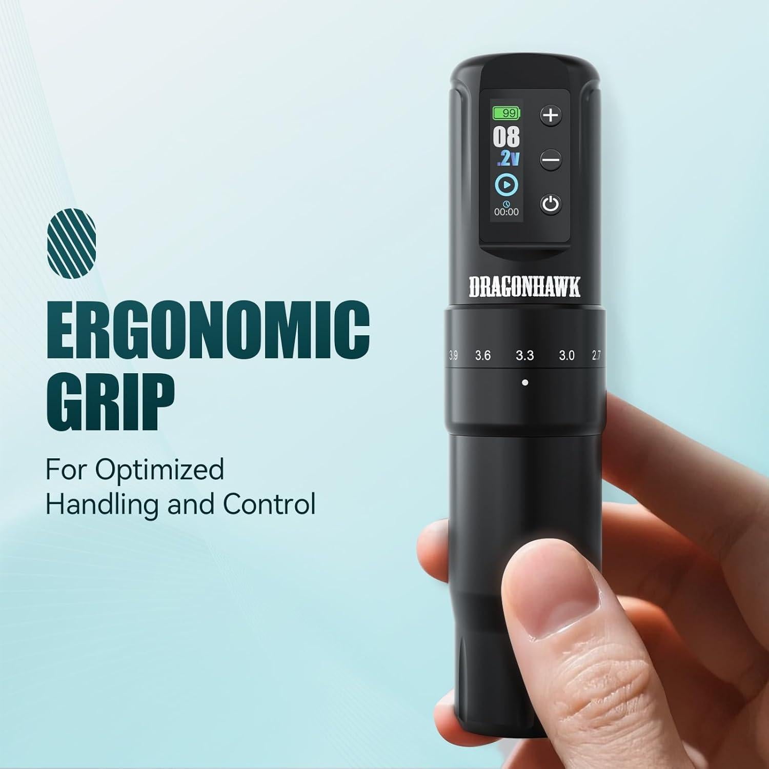 Máquina de Tatuaje Dragonhawk Atom2 Pro Sin Cable 7 Golpes