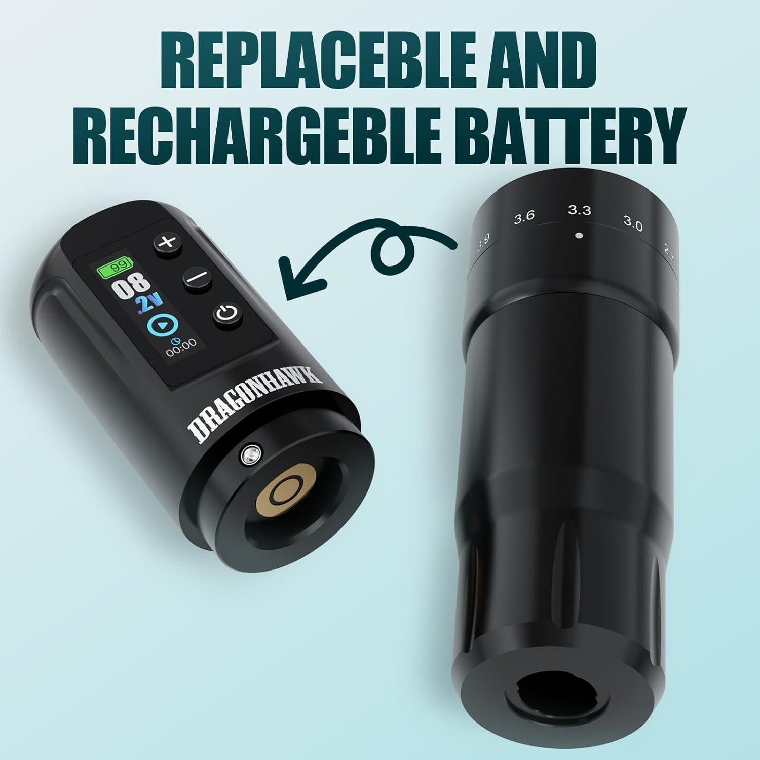 Máquina de Tatuaje Dragonhawk Atom2 Pro Sin Cable 7 Golpes