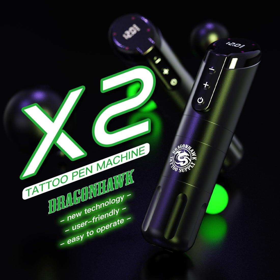 Kit de Máquina de Tatuaje Inalámbrica Dragonhawk X2 para Principiantes