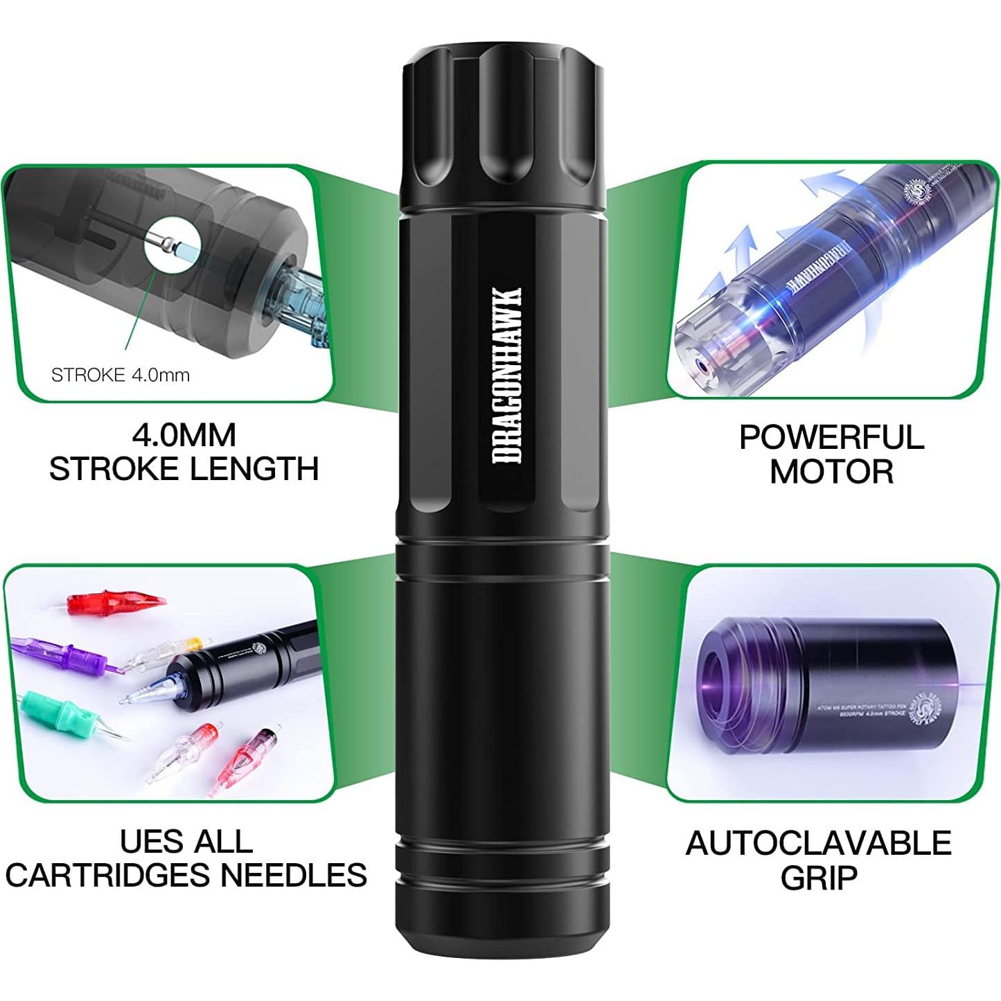 Kit de Tatuaje Inalámbrico Dragonhawk M6 para Principiantes