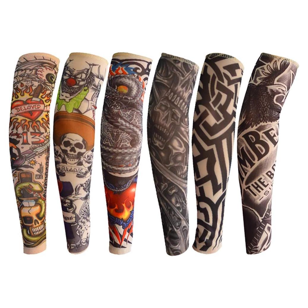 6 Mangas de Tatuaje Temporal FENGMANG para Niños - Protección Solar