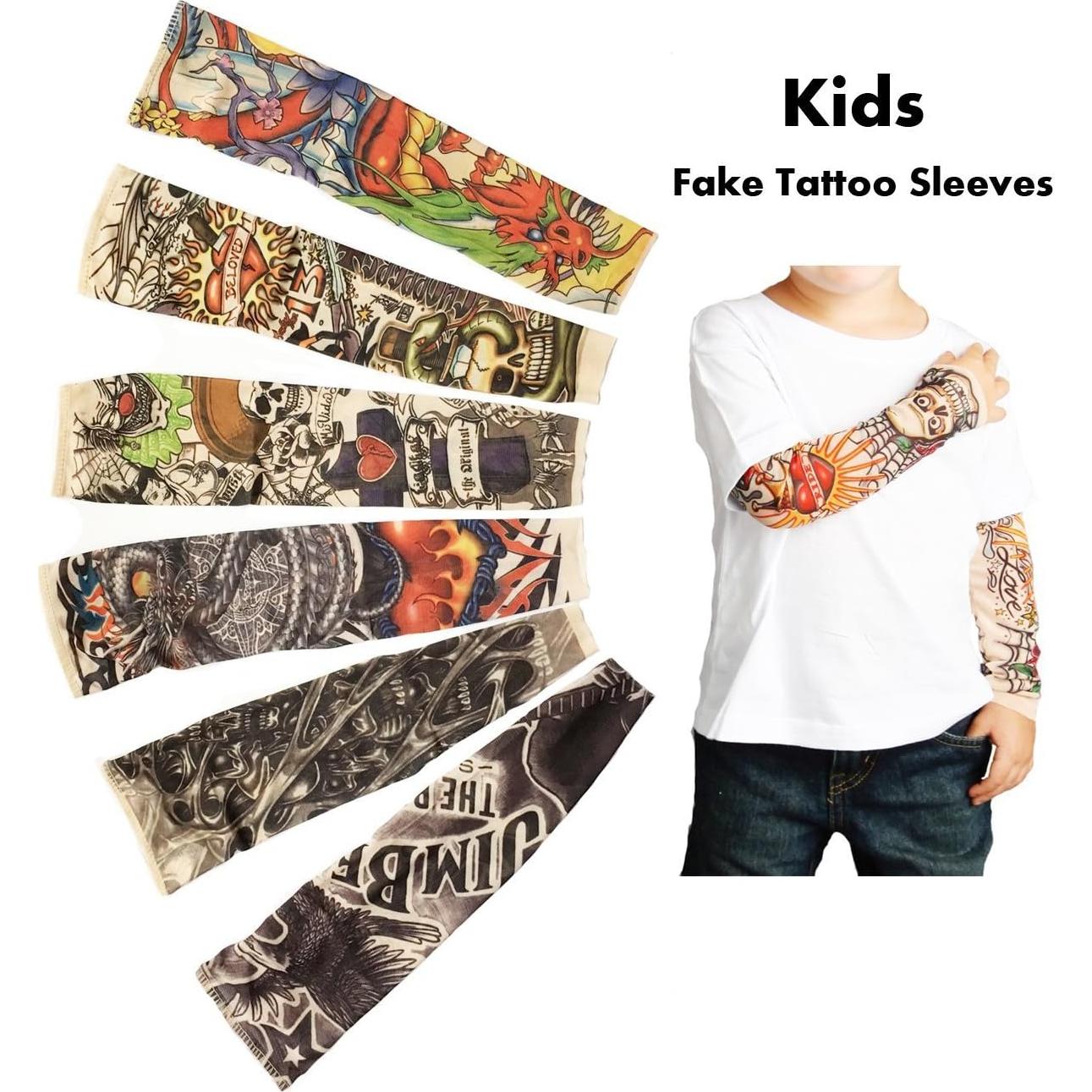 6 Mangas de Tatuaje Temporal FENGMANG para Niños - Protección Solar