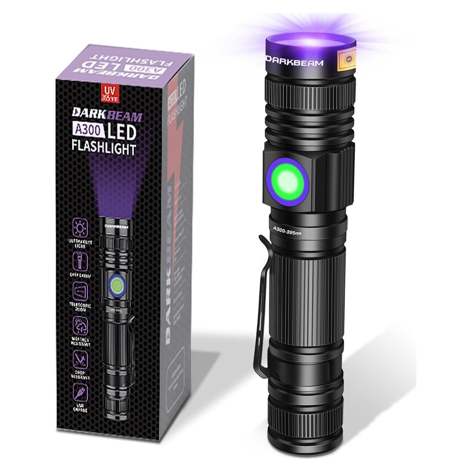 Linterna UV 395nm DARKBEAM Recargable USB Luz Negra